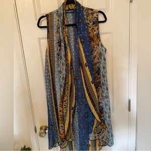 Creation Blue and Yellow Sleeveless Scarf Vest